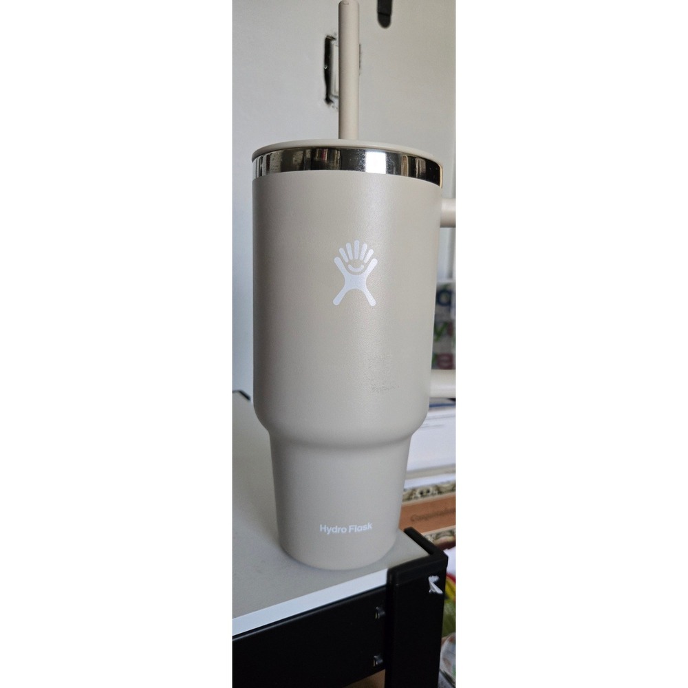 Hydro Flask All Around Travel Tumbler with Handle and Straw Tan Beige 40oz